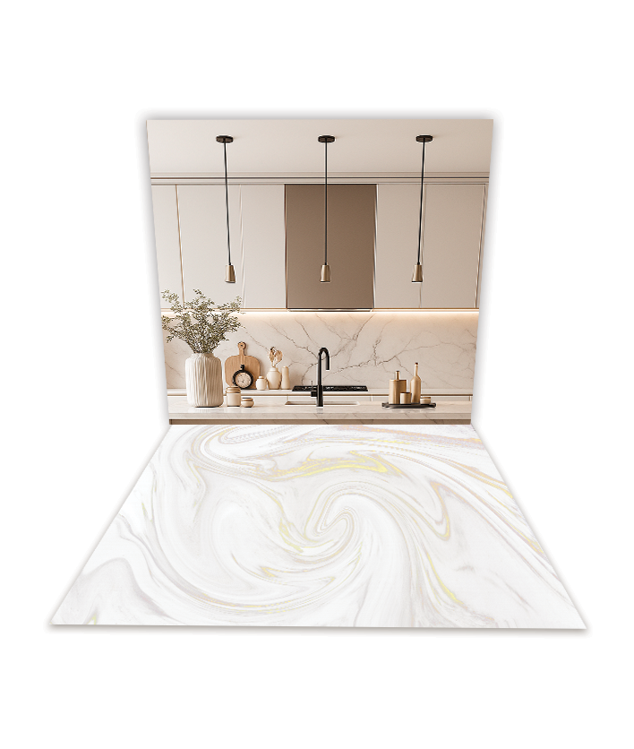 Kit Cocina Beige Mármol - 2 Retablos