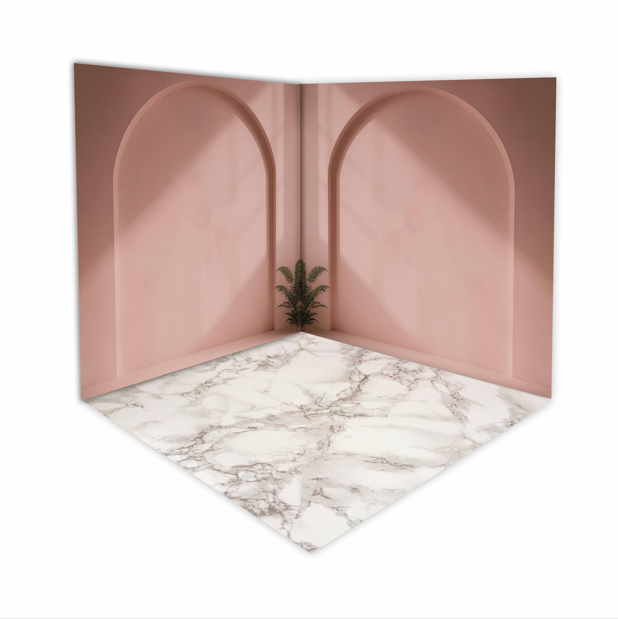 Kit Arco Rosa Mármol - 3 Retablos