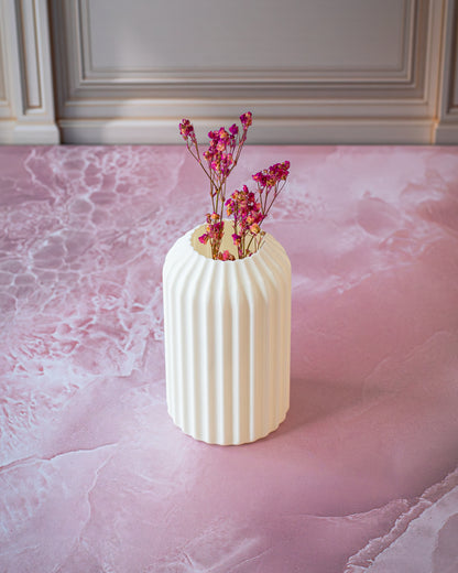 Jarron Decorativo Circular (INCLUYE FLORES)
