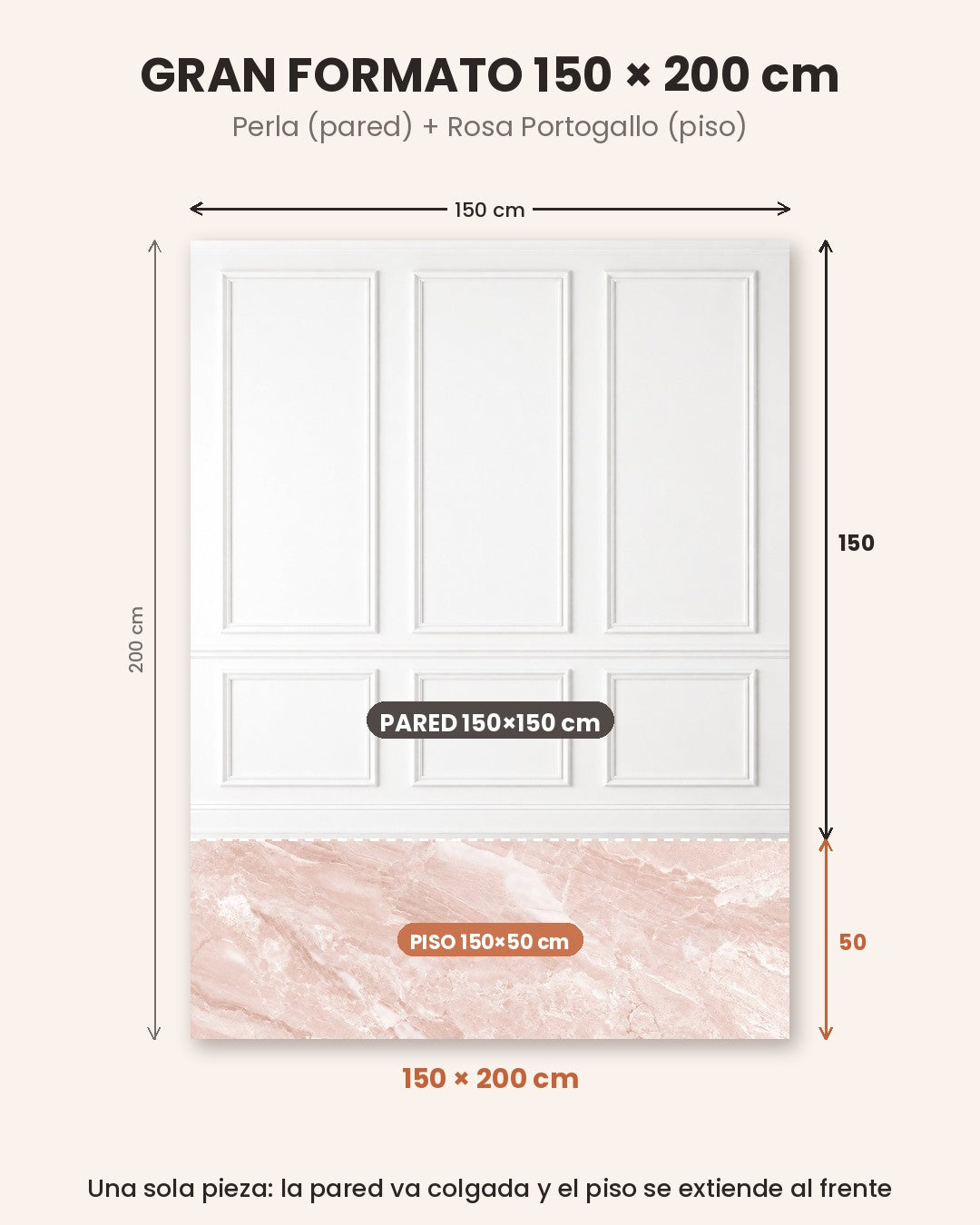 Gran formato Perla + Rosa Portogallo 150 × 200 cm
