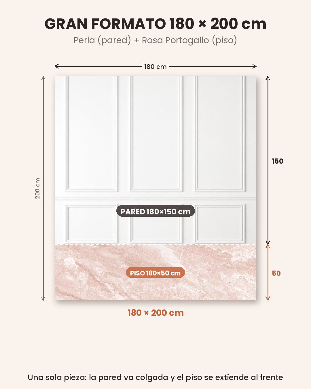 Gran formato Perla + Rosa Portogallo 180 × 200 cm