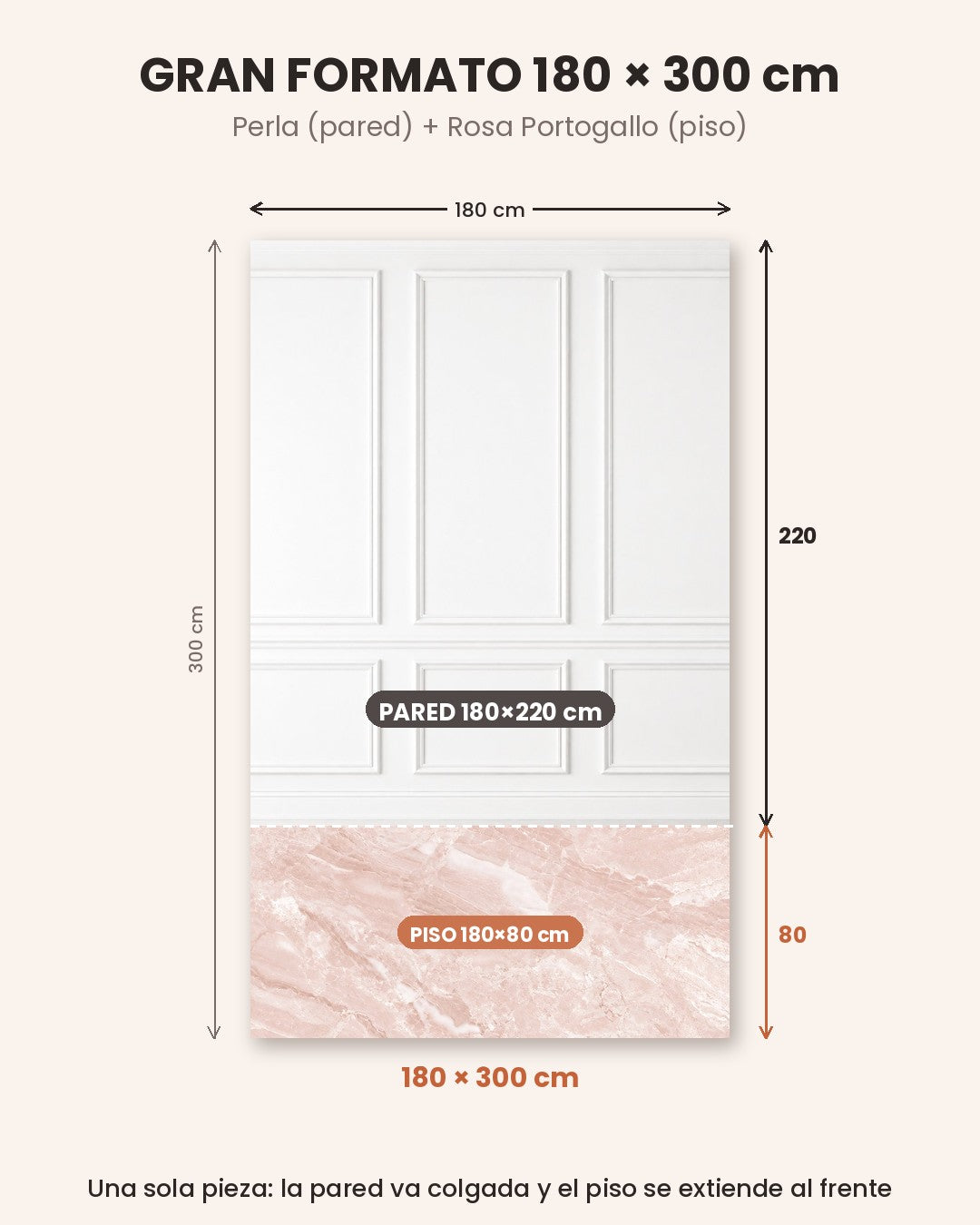 Gran formato Perla + Rosa Portogallo 180 × 300 cm