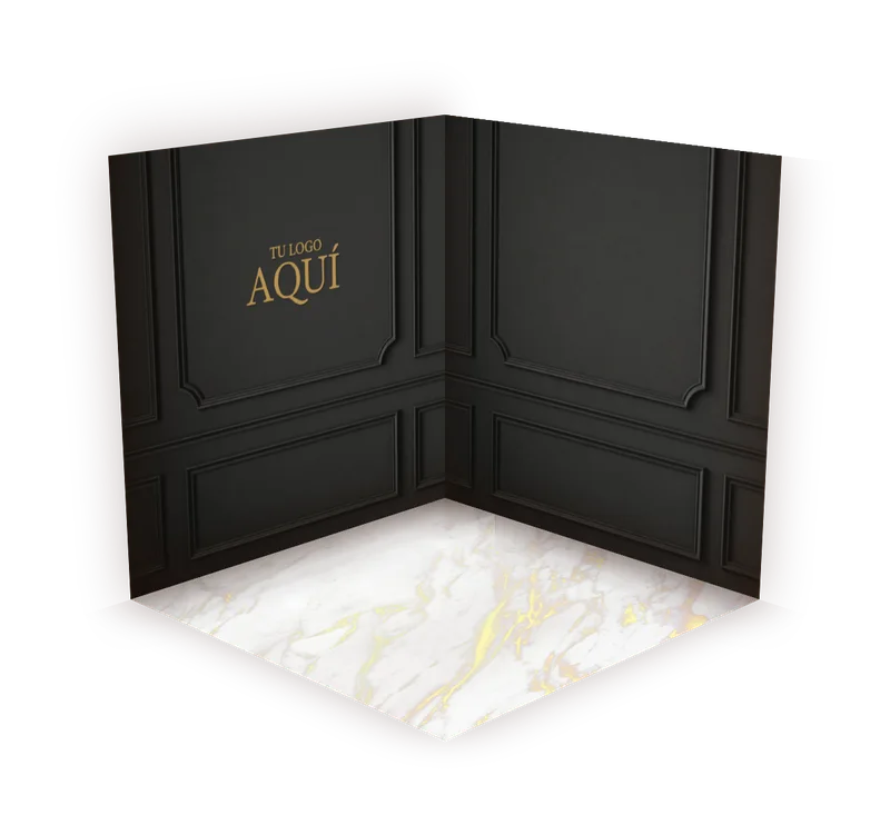 Noir (tu logo) + Calacatta Oro